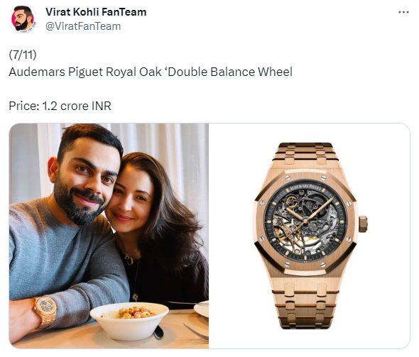 Virat kohli watch brand on sale name