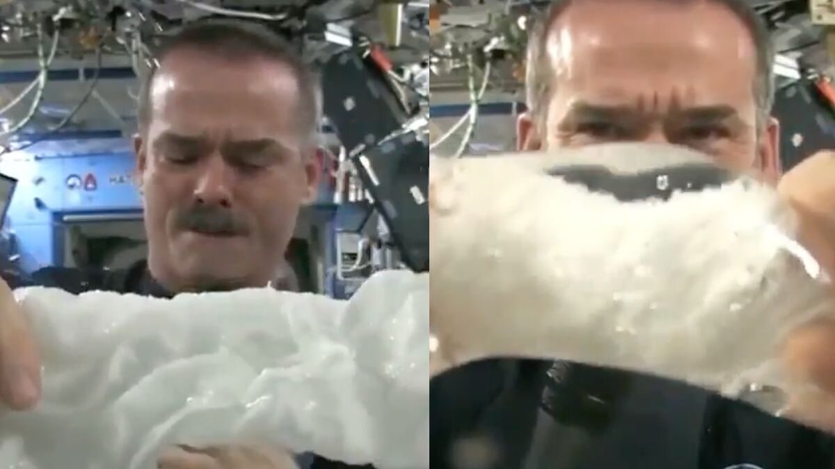 Astronaut Shows What Happens When You Wring Out a Wet Towel in Space