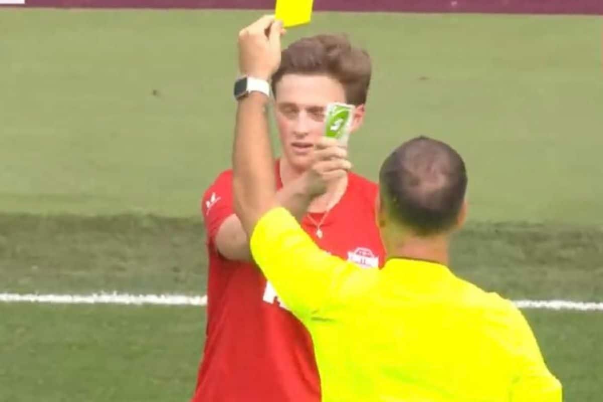 He pulled the UNO reverse card on the ref after the yellow card