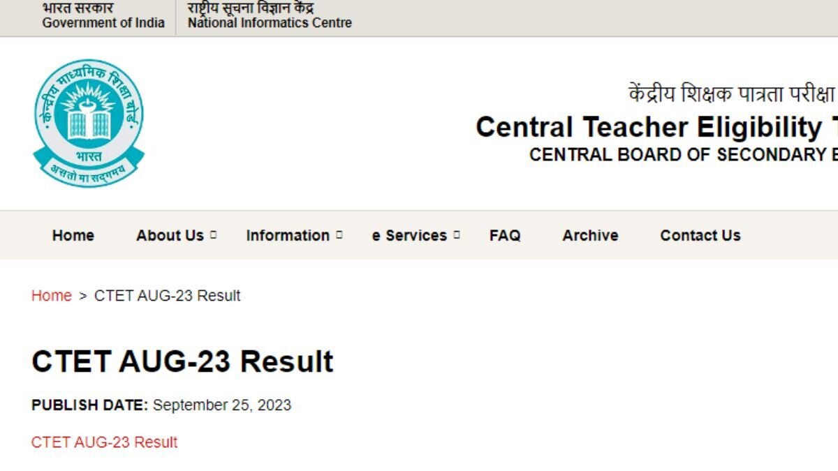 CBSE CTET Result 2023 Declared At Ctet.nic.in, Steps To Check - News18