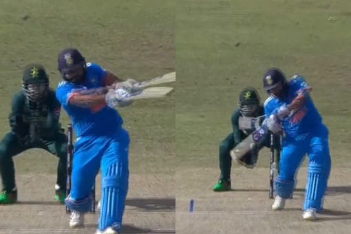 Rohit Sharma dispatched Shadab Khan for 6,6,4 in IND vs PAK Asia Cup Super 4 clash. (Credits: X)