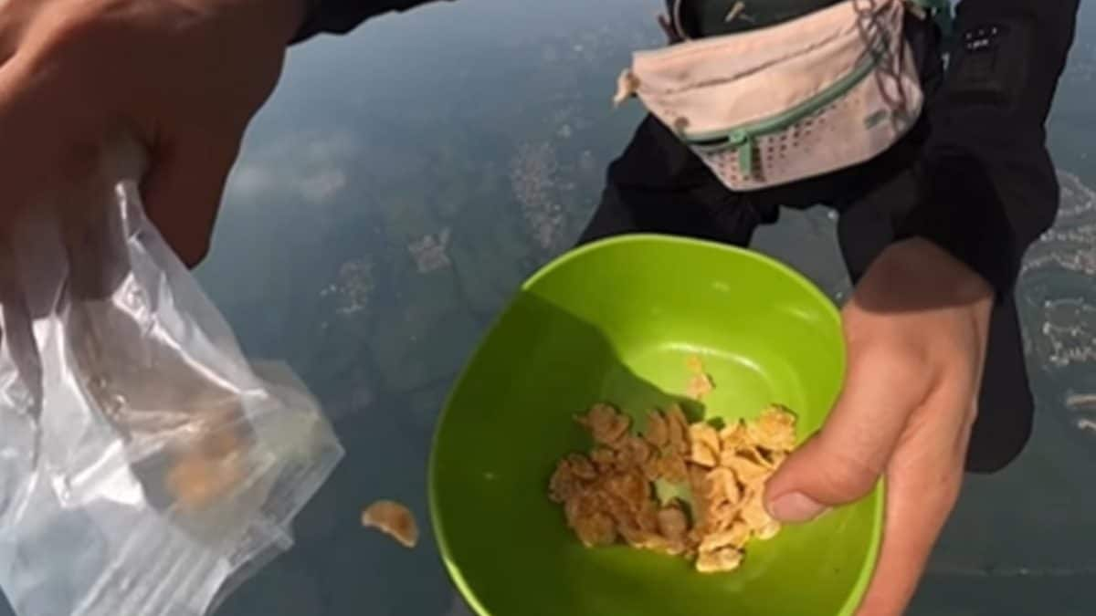 Paraglider Takes Love For Food To New Heights, Makes And Relishes Cereal In Air