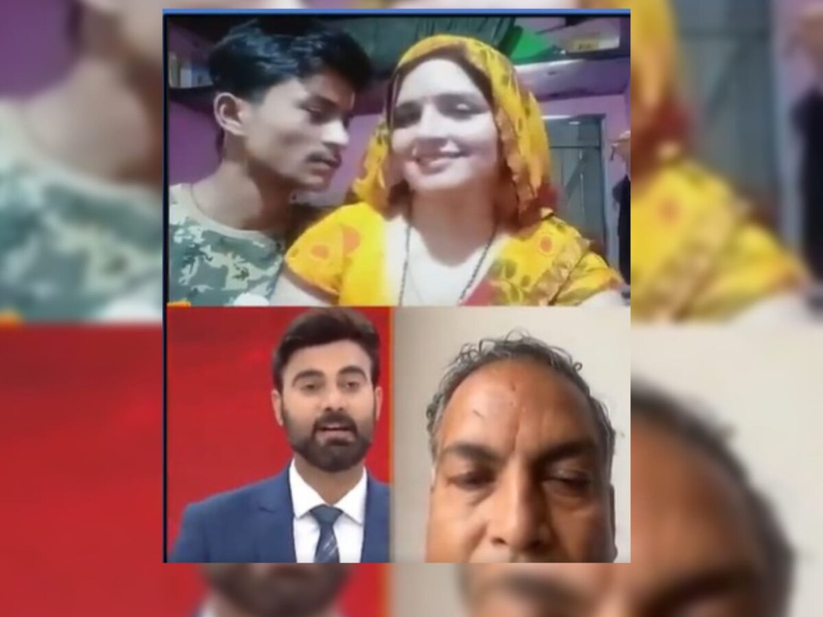 1200px x 900px - Sachin Meena Tries To Kiss Seema Haider On LIVE TV, Anchor Says 'Arre,  Camera Chalu Hai' - News18