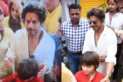 Shah Rukh Khan Takes AbRam To Visit Lalbaghcha Raja Amid Tight Security; Photos, Videos Go Viral