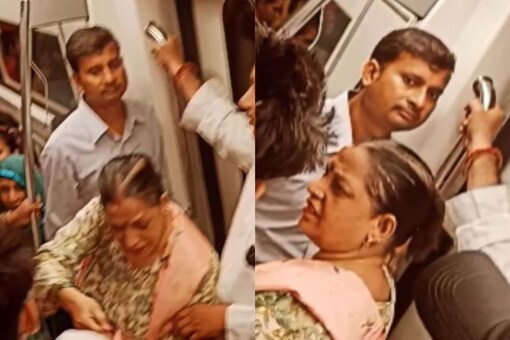Delhi Metro: Desi Aunty Shames Couple for PDA Inside Train, Internet Says, 'Mind Your Own Business' (Photo Credits: Instagram/@vikass.nepalii)