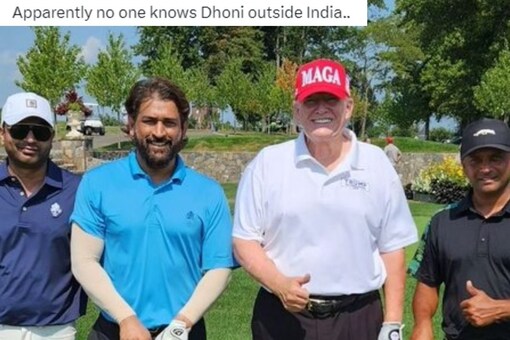 'No One Knows Dhoni?': Thala Playing Golf With Donald Trump Leaves Cricket Fans in Funny Banter (Photo Credits: X)