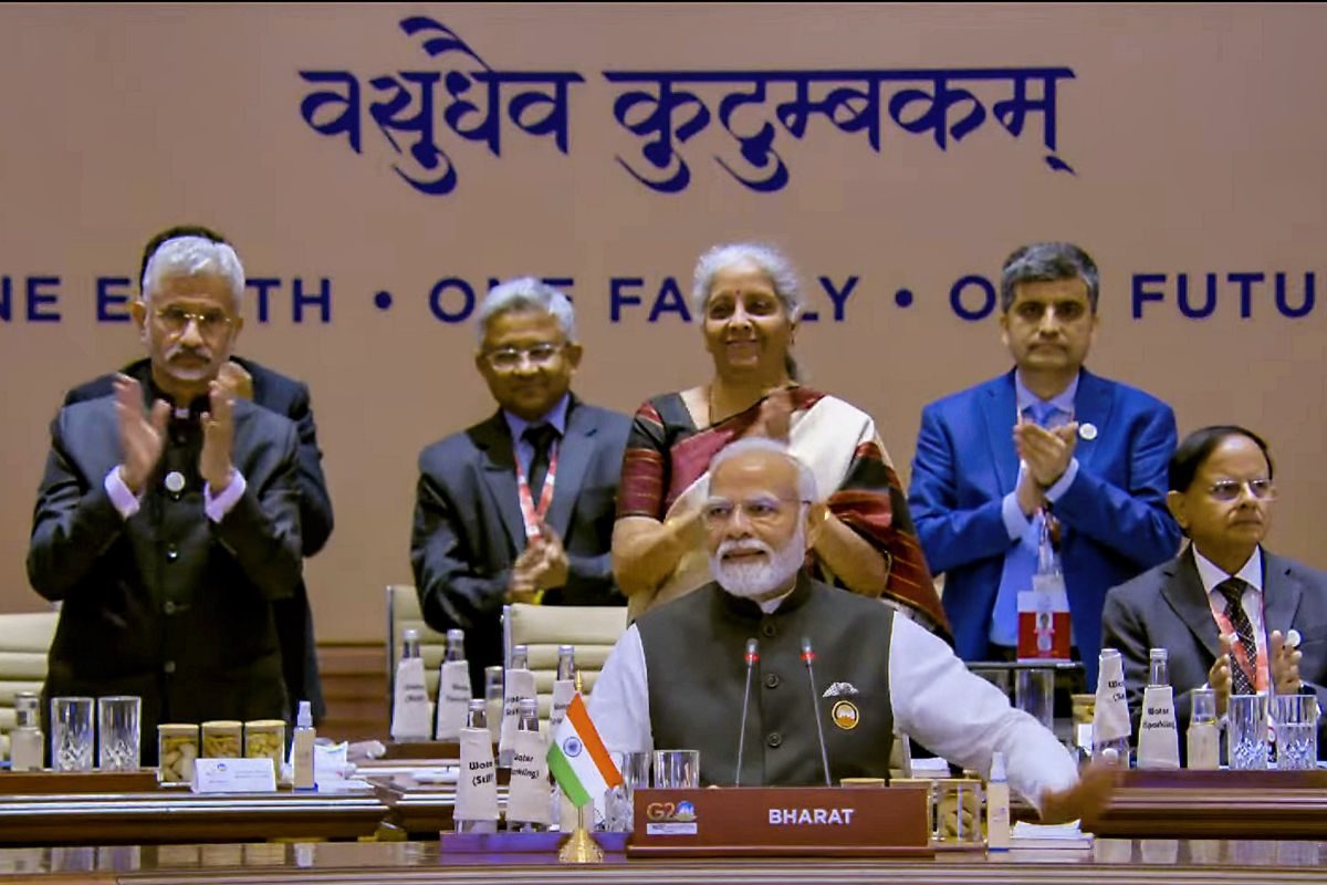 PM Narendra Modi during the Session-2 on 'One Family' during the G20 Summit in New Delhi. (PTI)