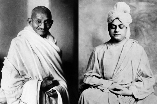 The combination of photo shows Mahatama Gandhi and Swami Vivekananda. (File Photo)