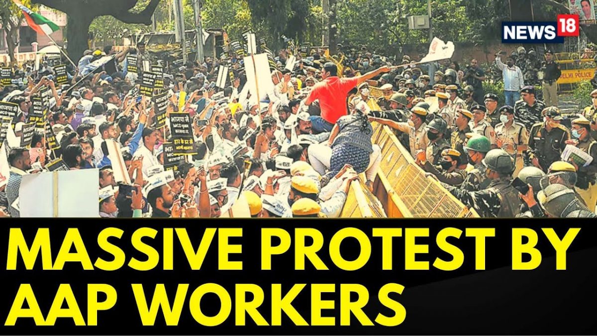 Sanjay Singh News | Massive Protest By AAP Workers Outside BJP Headquarters | AAP Protest News - News18