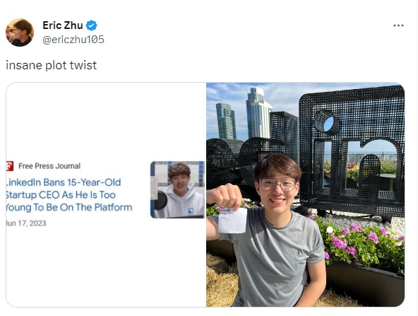 'Insane Plot Twist': 15-year-old CEO Once Banned on LinkedIn Becomes ...
