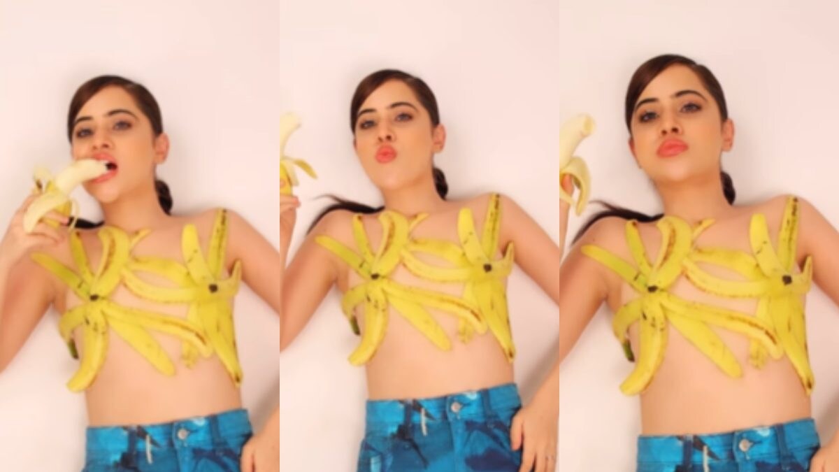 Urfi Javed Gets Brutally Trolled As She Uses Banana Peels To Cover Her Modesty, Netizens Ask 'Kuch Bhi!' - Vimarsana News