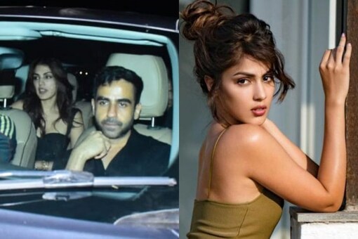 Rhea Chakraborty and Nikhil Kamath arrive at a party together.. (Pic: Free Press Journal)