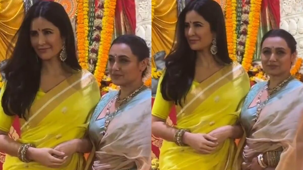 Katrina Kaif Grabs Eyeballs In A Yellow Saree, Poses With Rani Mukerji At Durga Puja Pandal; Watch - Vimarsana News