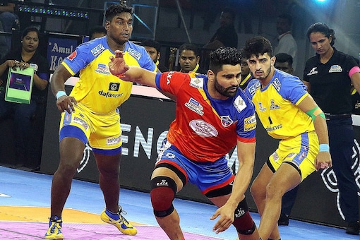 Pardeep Narwal in action.