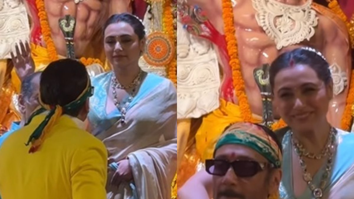 Rani Mukerji, Jackie Shroff Groove To Traditional Dhol At Durga Puja ...