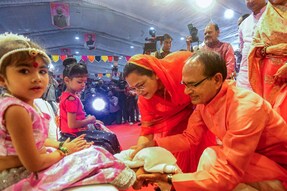 Accused of doing ‘nautanki’ on ‘Kanya Pujan’, MP Chief Minister Shivraj Singh Chouhan said it was ‘Sanatan Sanskriti’. (PTI)