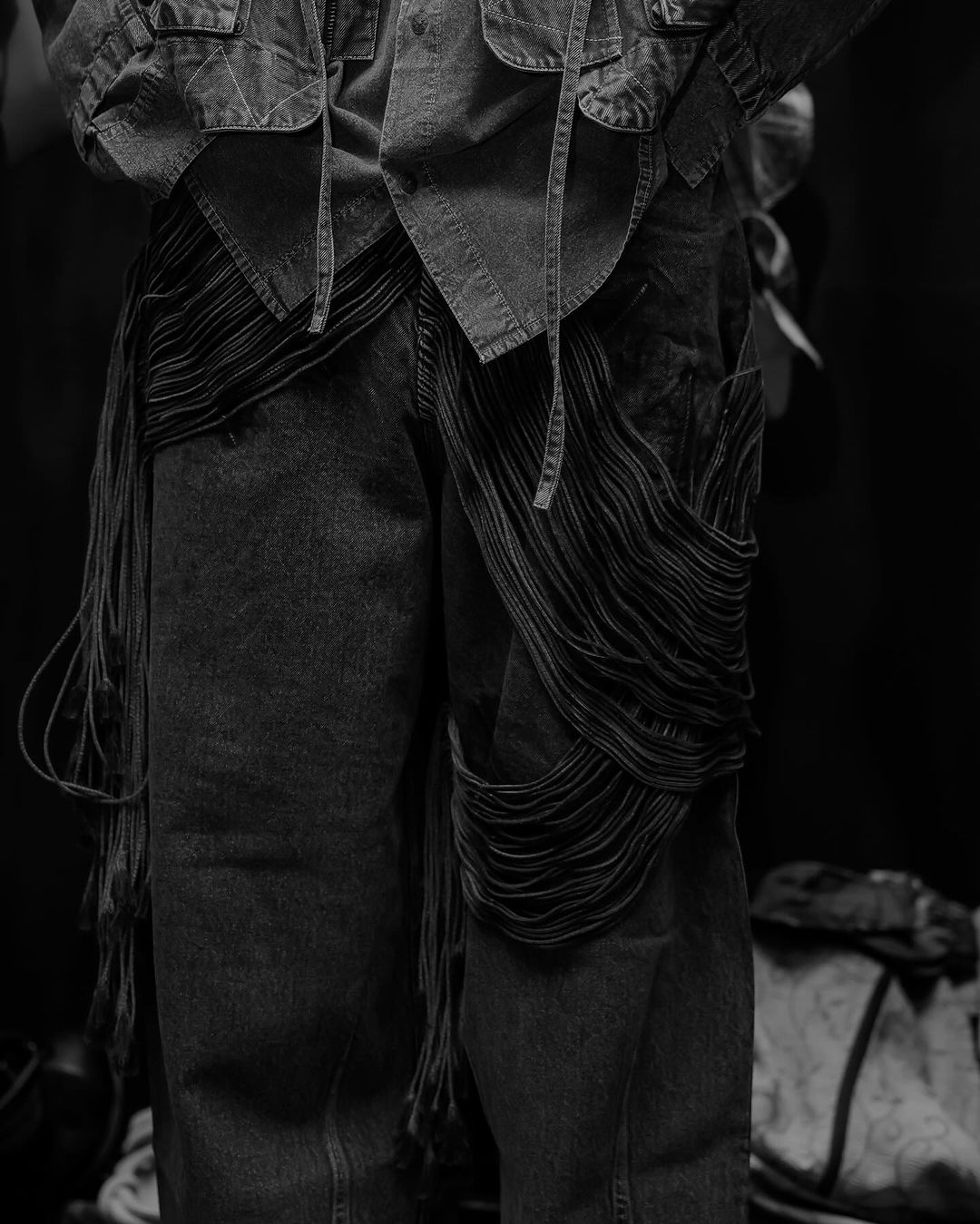 cyvist FLARE WEBBED DENIM BLACK パンツ cyvist FLARE WEBBED