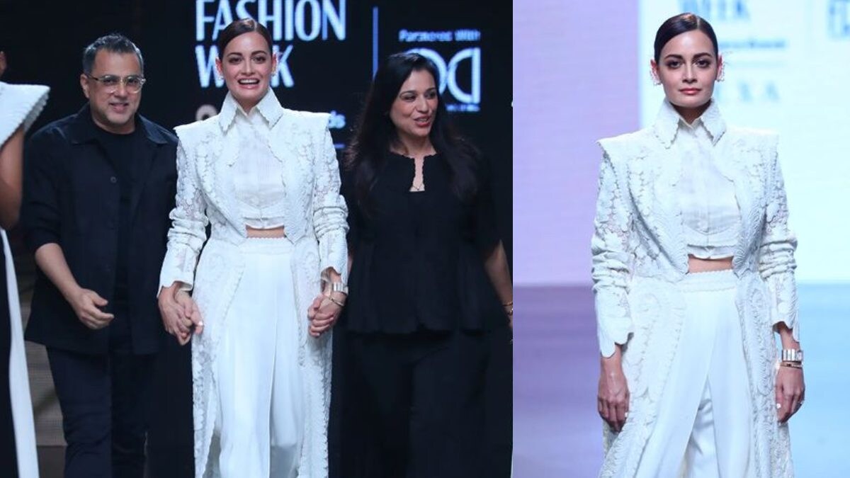 Lakme Fashion Week X FDCI: Dia Mirza Looks Ethereal in White as She Walks for Designers Pankaj and Nidhi Lakme Fashion Week X FDCI: Dia Mirza Looks Ethereal in White as She Walks for Designers Pankaj and Nidhi