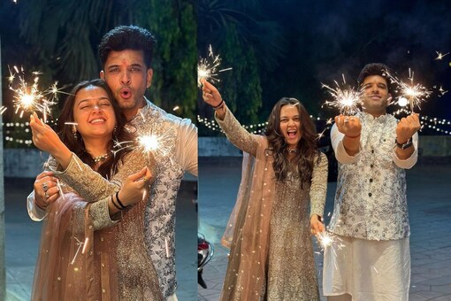 Karan Kundrra and Tejasswi Prakash celebrate Diwali together.