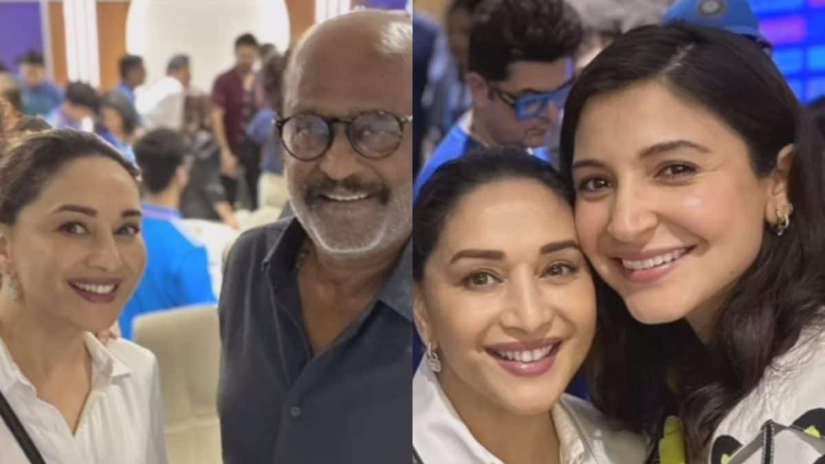 Madhuri Dixit Poses With Rajinikanth, Anushka Sharma, David Beckham At IND Vs NZ Semi Final Match; Watch - Vimarsana News