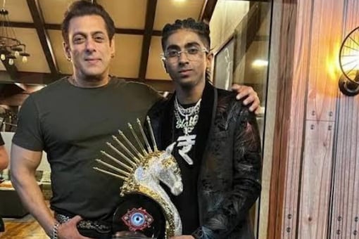 MC Stan with Salman Khan after winning Bigg Boss 16.