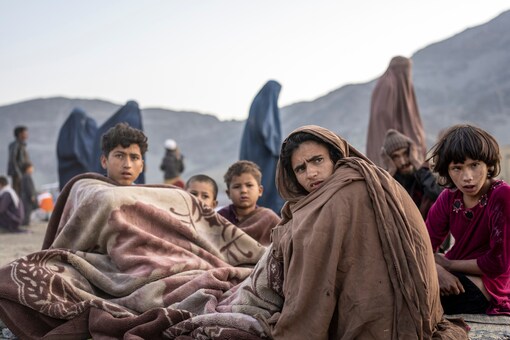 Afghan refugees settle in a camp near the Torkham Pakistan-Afghanistan border in Torkham, Afghanistan on November 4, 2023. (AP Photo/Ebrahim Noroozi)