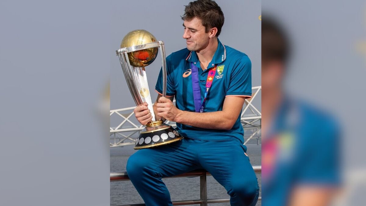 Pat Cummins Poses With World Cup 2023 Trophy At Sabarmati Riverfront ...