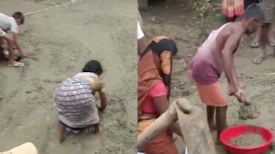 Bihar Villagers Steal Road? Viral Video Shows People Taking Home Cement