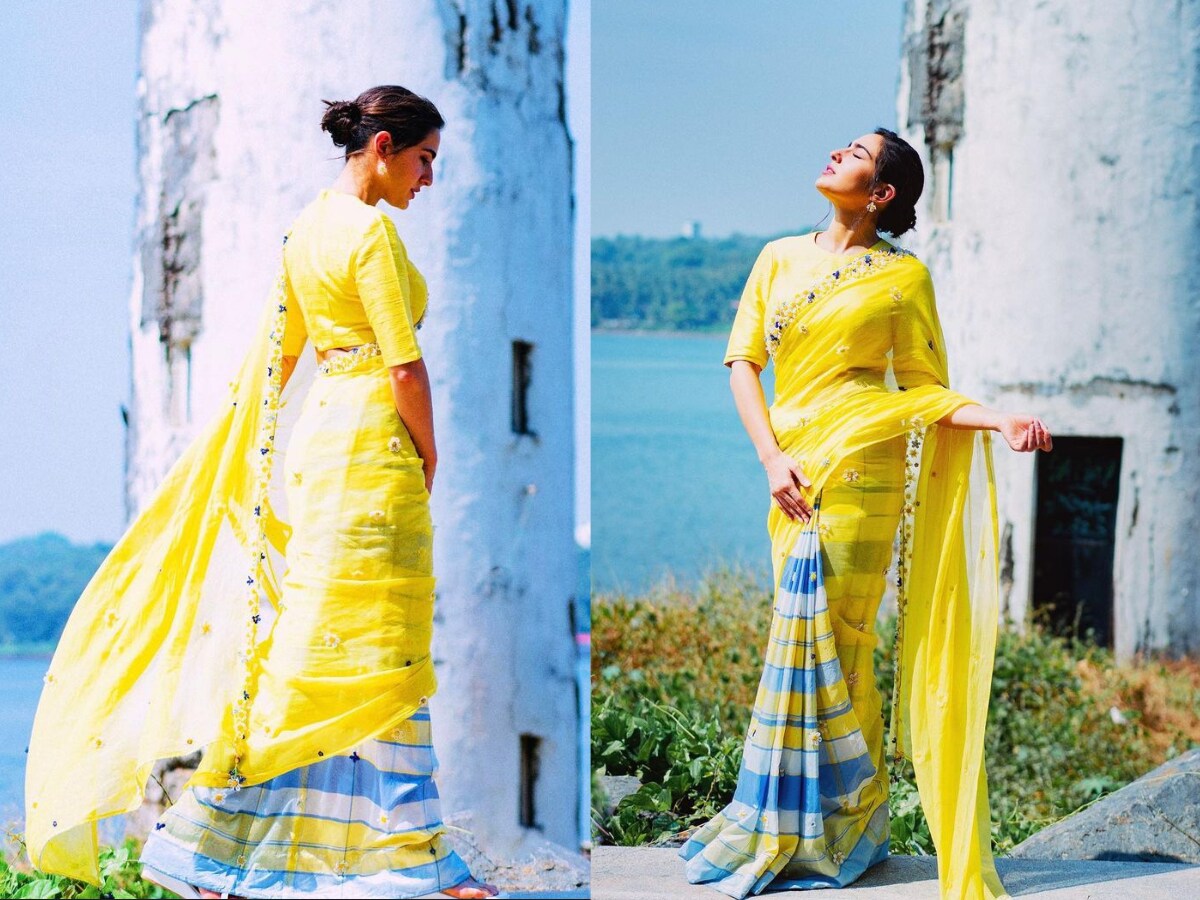 Aggregate 199+ bright yellow saree latest