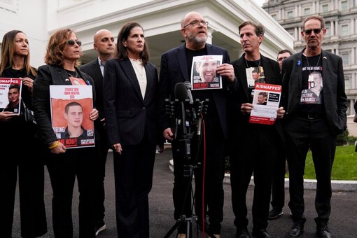 Families of those kidnapped by Hamas speak to reporters after meeting with President Joe Biden. (Image: AP Photo)