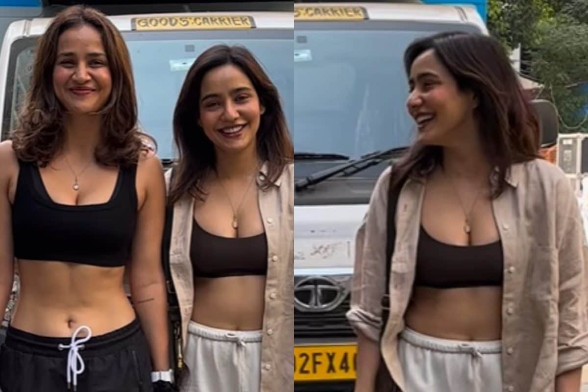 Neha Sharma, Aisha Sharma Twin in Black Athleisure, Flaunt Curves as They Pose For Camera; Video Goes Viral - News18