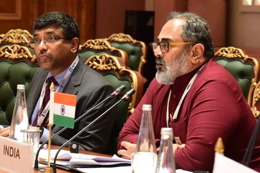 MoS Rajeev Chandrasekhar at the GPAI Summit. Pic/News18