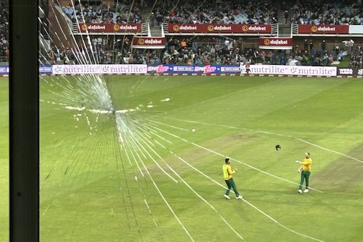Rinku managed to break the glass at the Media Box during his lethal knock against South Africa in the 2nd T20I. (Image: X)
