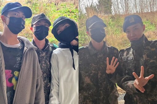 Jin and J-Hope reunite to bid farewell ot fellow BTS members RM and V as they kickstart military training. 