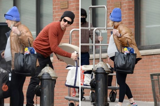 Adam Driver's wife was seen with a baby bump in February. (Image Credits: Twitter)