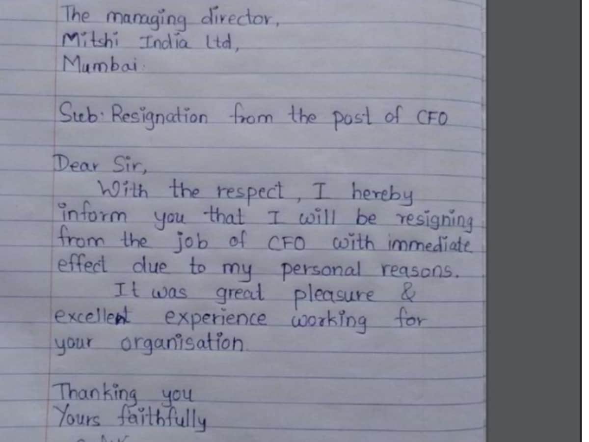 CFO Sends Resignation Letter Using A Page From Kid's Notebook - News18