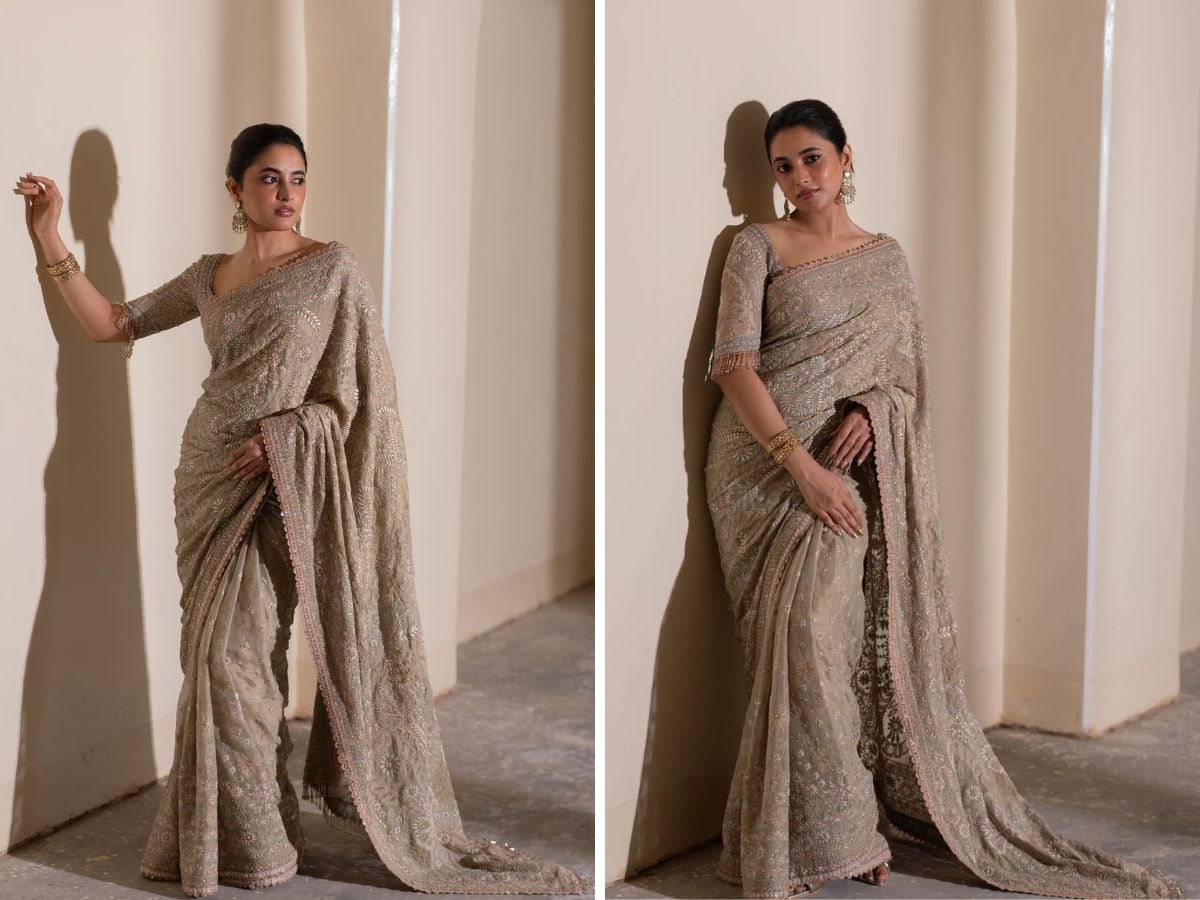 Mouni Roy Looks Stunning In Golden Embroidered Grey Saree In Latest  Photoshoot: Pics | News | Zee News