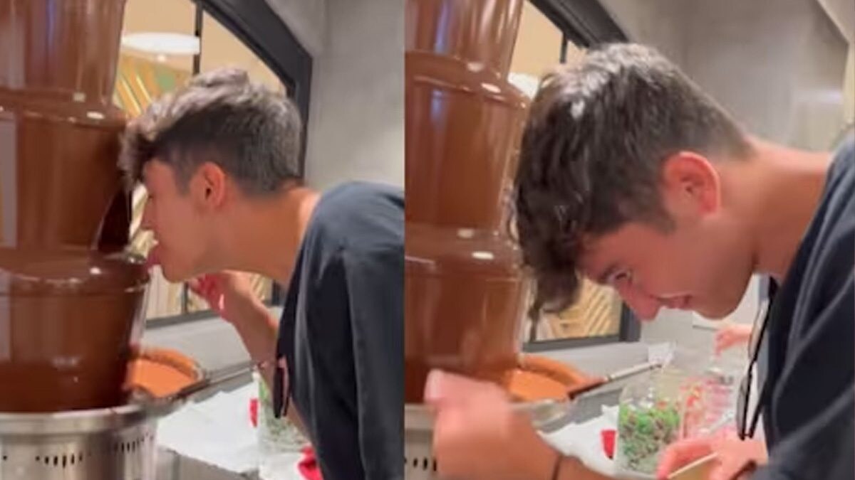 Watch: Boy Sneakily Attempts To Lick Chocolate Fountain At Party, Internet Reacts - Vimarsana News