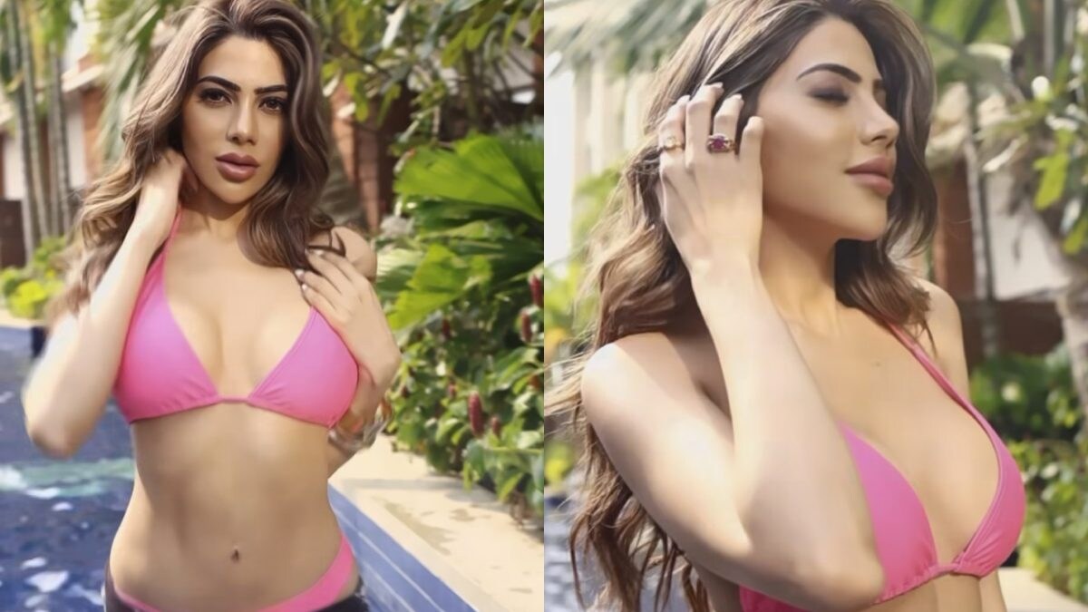 Sexy Nikki Tamboli Flaunts Her Bombshell Body In A Pink Bikini Racy Video Goes Viral Watch 0806