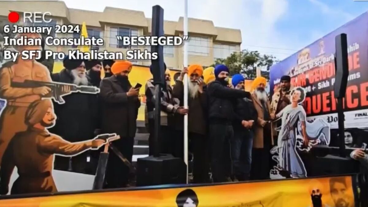 Gurpatwant Singh Pannun's SFJ Blocks Indian Consulate in San Francisco with Indira Gandhi Float | Exclusive - Vimarsana News