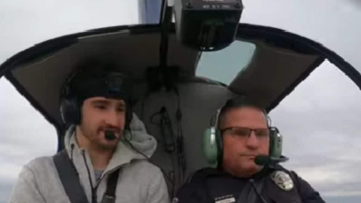 YouTuber Takes Retiring Cop on a Helicopter Ride, Films Wholesome Moment on Camera