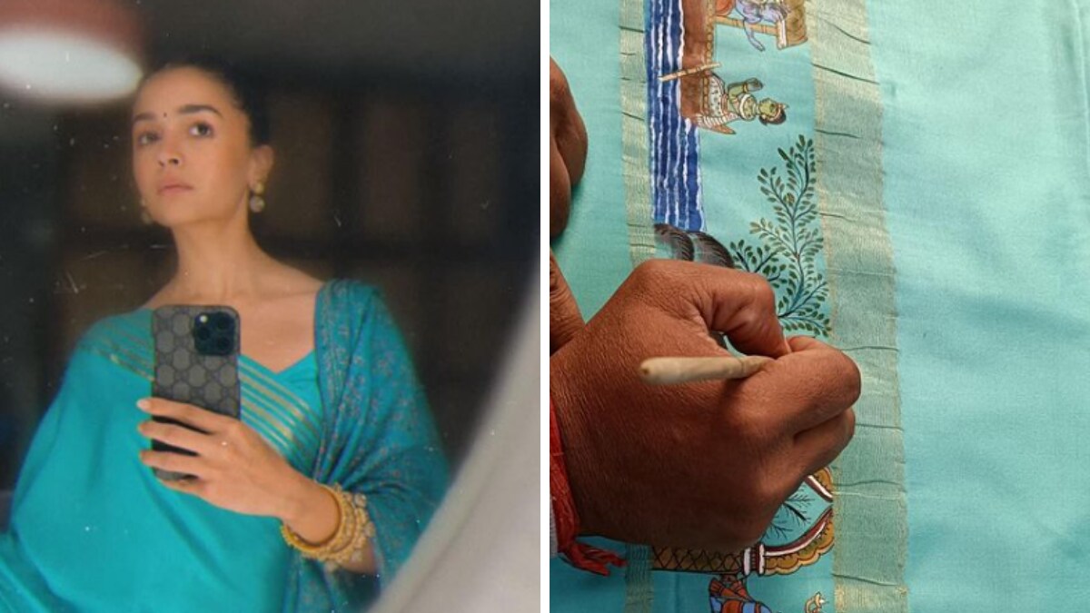 Alia Bhatt's Turquoise Blue Ramayan-Themed Saree Took 100 Hours To Complete - Vimarsana News