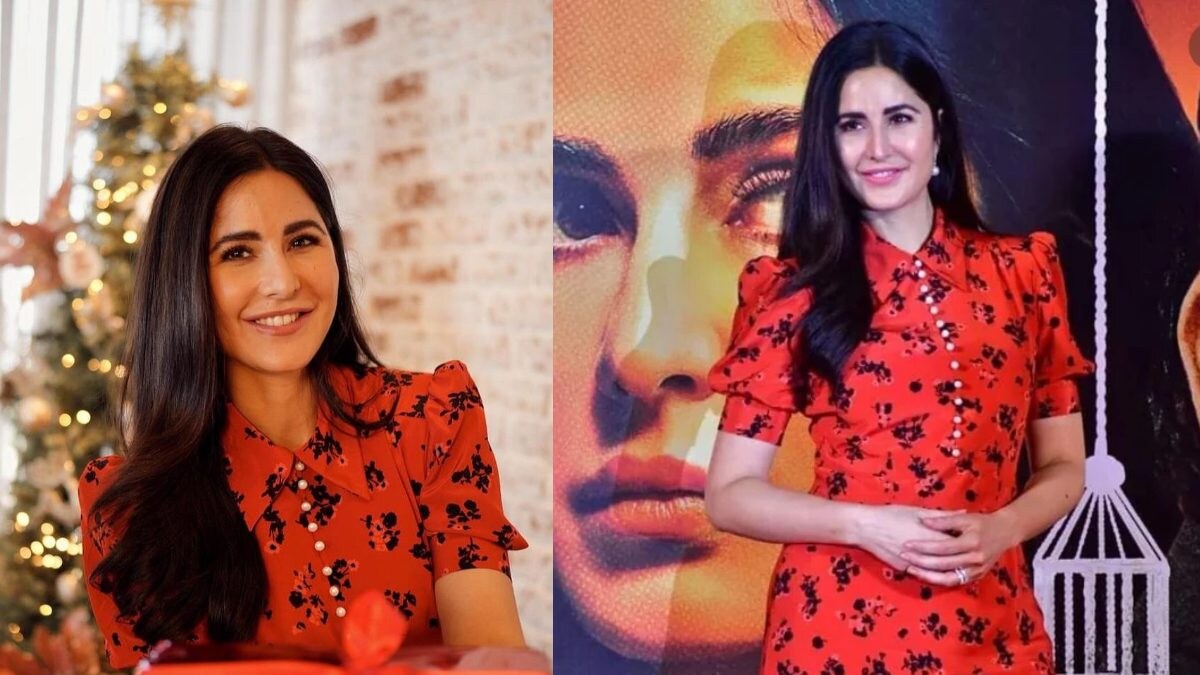 Merry Christmas Promotions: Katrina Kaif Paints The Town Red In Printed Dress - Vimarsana News