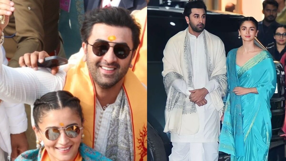 Alia Bhatt's Pine Green Saree at Ram Mandir Pran Prathishta Ceremony Echoes Ramayan; Ranbir Kapoor Oozes Regal Charm - Vimarsana News