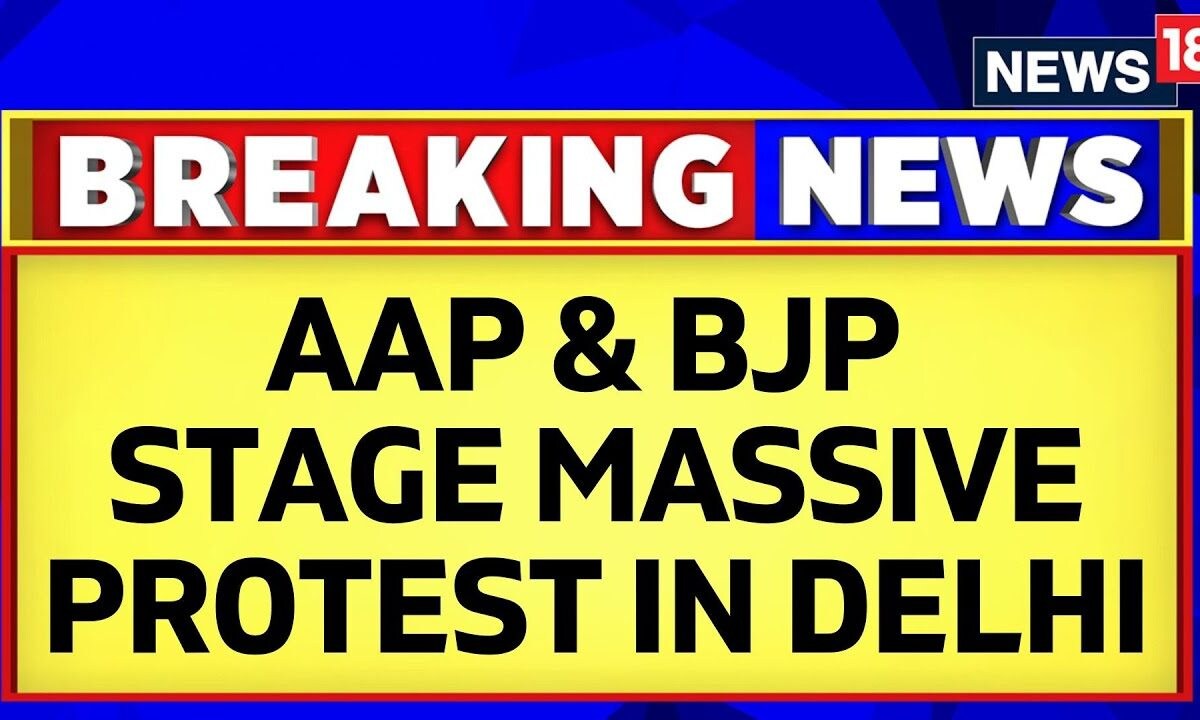 Massive Protest Breaks Out By The AAP Workers Outside The BJP Office ...