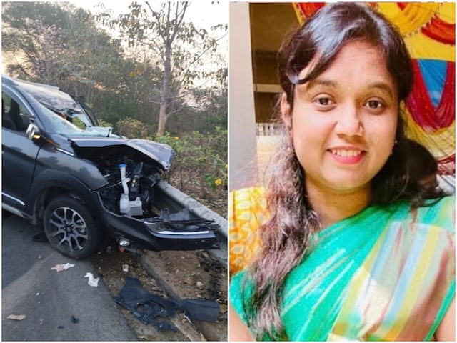 BRS MLA Lasya Nanditha's tragic car crash, uncontrolled car collides with divider in Telangana. (Image: X/@ANI, @revanth_anumula)