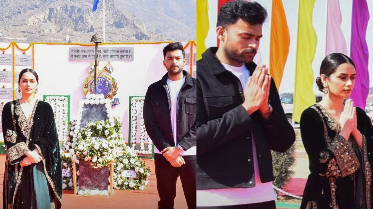 Operation Valentine Stars Varun Tej, Manushi Chhillar Pay Their Respects At The Pulwama Memorial; Pics - Vimarsana News