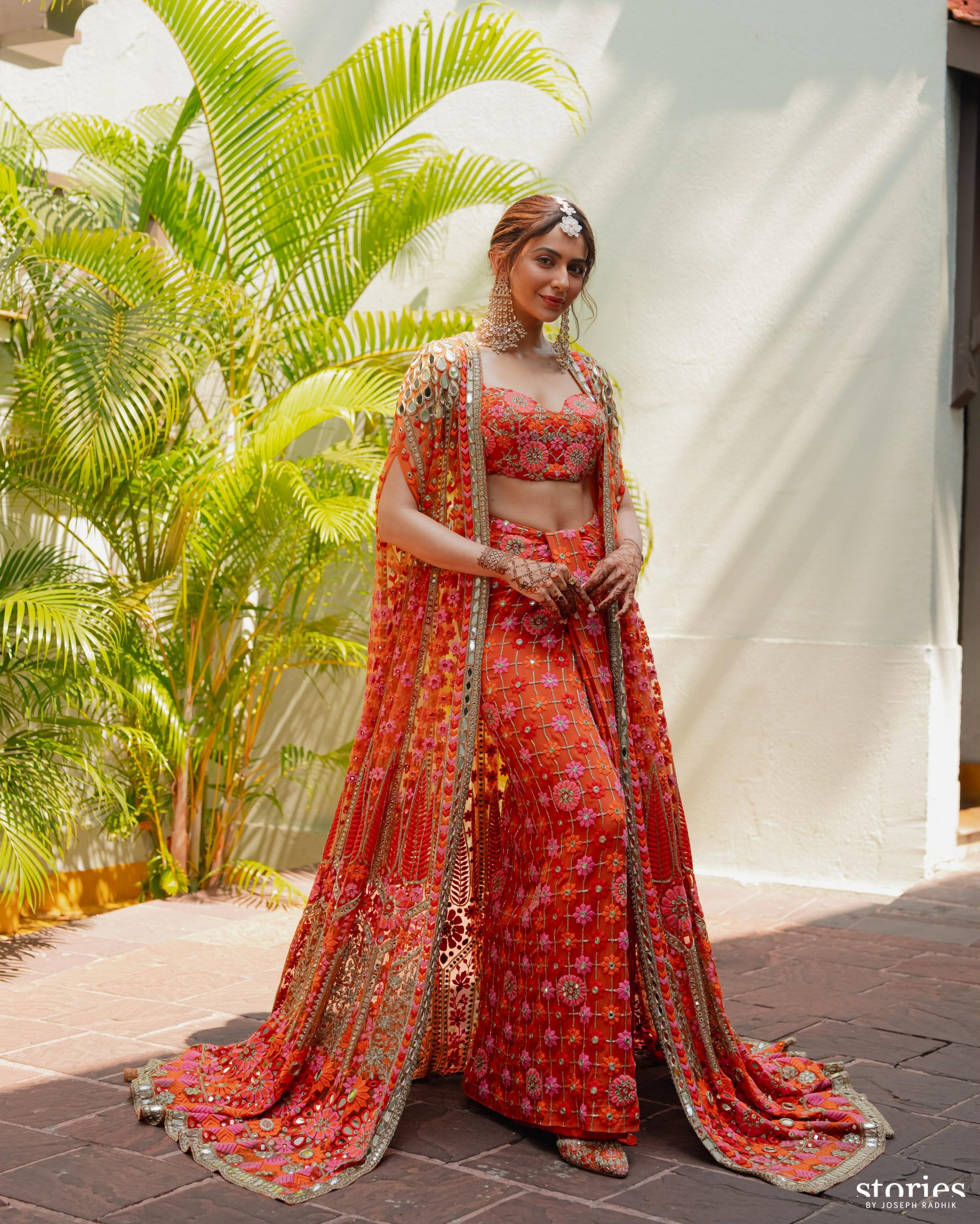 strapless open back dress Orange Mehndi Dress – Parniyaan-clothing main image 1