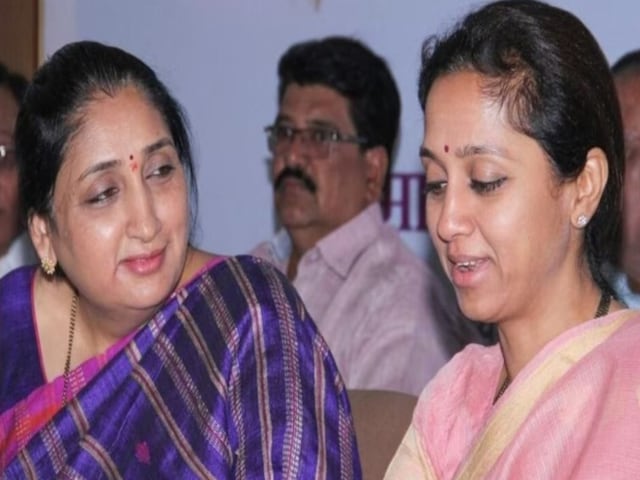 Ajit Pawar's wife Sunetra (left) with senior NCP leader Supriya Sule. (File photo)