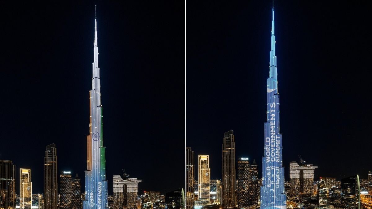 Dubai's Burj Khalifa Lit Up With Indian Tricolour to Welcome PM Narendra Modi For World Govt Summit - Vimarsana News